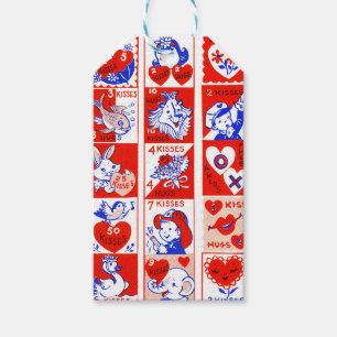 Étiquettes-cadeau Valentine Retro Love Hugs Motif
