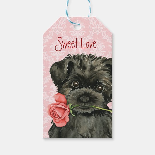 Étiquettes-cadeau Valentine Rose Affenpinscher (Devant)