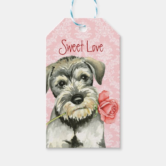 Étiquettes-cadeau Valentine Rose Standard Schnauzer (Devant)