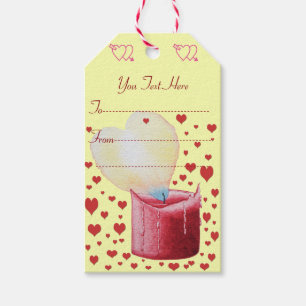 Étiquettes-cadeau valentine rouge de peinture de bougie de flamme en