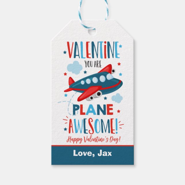 Étiquettes-cadeau Valentine Vous Êtes Avion Awesome École d'Avion (Devant)