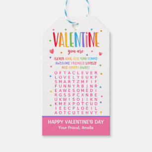 Étiquettes-cadeau Valentine Word Search Activité School