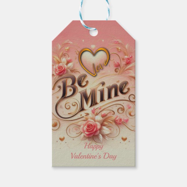 Étiquettes-cadeau Valentine's Day Be Mine Design with Heart, Citatio (Devant)