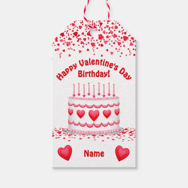 Étiquettes-cadeau Valentine's Day Birthday Cake Custom Candles (Devant)