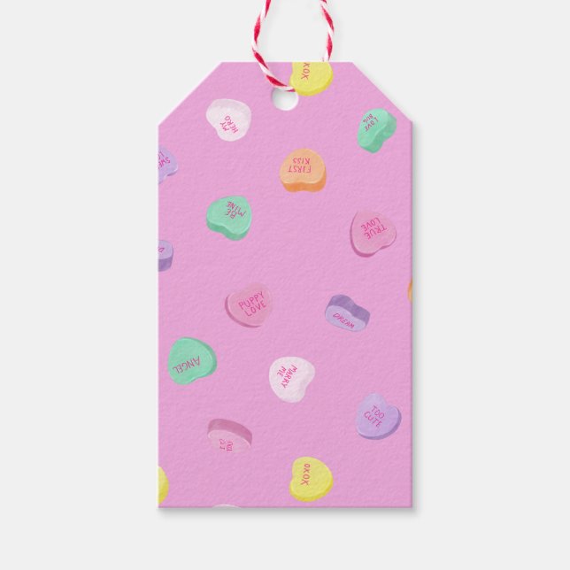 Étiquettes-cadeau Valentines Day Candy Hearts Motif (Devant)