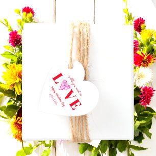 Étiquettes Cadeau Valentines Day Love Script Coeur rouge