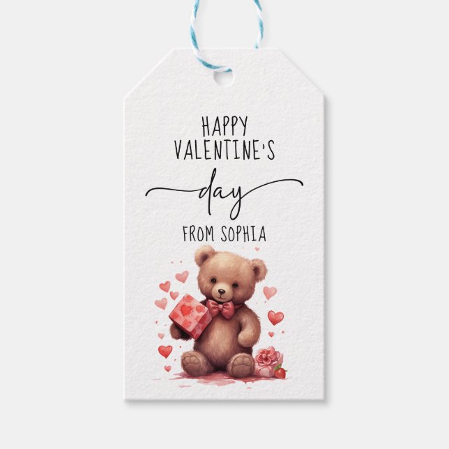 Étiquettes-cadeau Valentines Jour joli ours Tag (Devant)