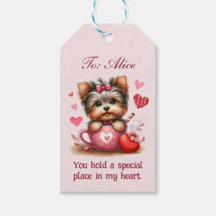 Étiquettes-cadeau Valentines Jour mignon Yorkshire Terrier Chien