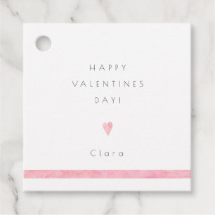 Étiquettes Cadeau Valentines Jour Simple Moderne Aquarelle Coeur ros