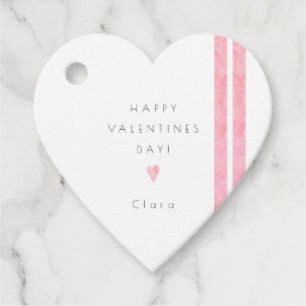 Étiquettes Cadeau Valentines Jour Simple Moderne Aquarelle Coeur ros