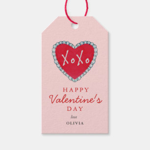 Étiquettes-cadeau Valentines jour XOXO Coeur rose et rouge Tags cade