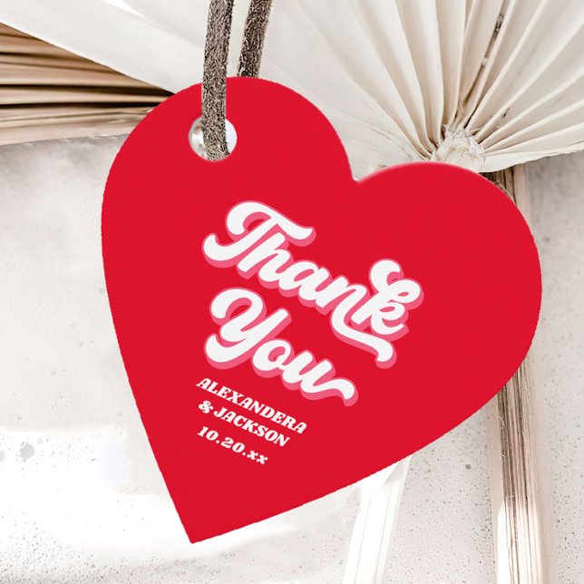 Étiquettes Cadeau Valentines rouges et roses Merci Mariage (Créateur téléchargé)