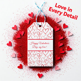 Étiquettes-cadeau Valentines roux coeur motif