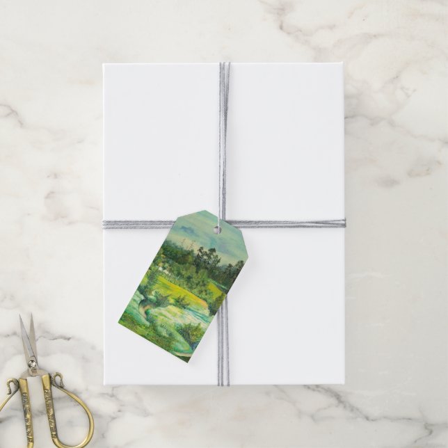 Étiquettes-cadeau vallée verte (Avec de la ficelle)