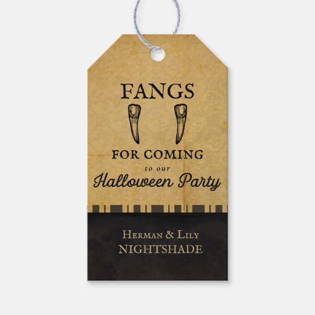 Étiquettes-cadeau Vampire d'Halloween | Fangs pour venir | Personnal (Devant)