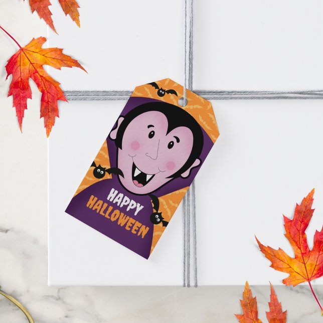 Étiquettes-cadeau Vampire Dracula Bats Enfants Joli Halloween (Vampire Happy Halloween Tags)