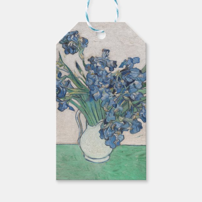 Étiquettes-cadeau Van Gogh Iris Vase Peinture Impressionnisme (Devant)