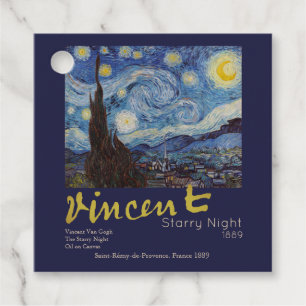 Étiquettes Cadeau Van Gogh Nuit étoilée Vintage Bleu Chef-d'œuvre
