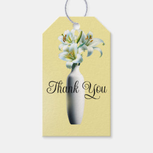 Étiquettes-cadeau Vase de fleurs de lys de Pâques jaunes pour Baby S