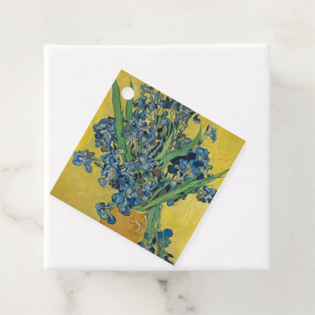 Étiquettes Cadeau Vase Van Gogh avec Iris Classic Impressionnisme (En situation)