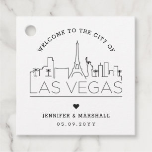 Étiquettes Cadeau Vegas Skyline Accueil mariage