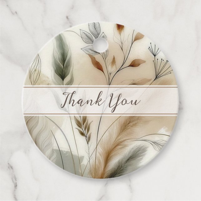 Étiquettes Cadeau Végétation agitée Mariage botanique moderne (Devant)