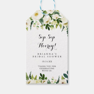 Étiquettes-cadeau Végétation Blanc Floral Sip Sip Hooray Fête des ma