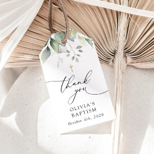 Étiquettes-cadeau Végétation, Feuilles d'eucalyptus, Bohème, Baptême