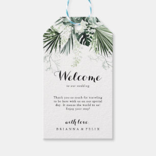 Étiquettes-cadeau Végétation tropicale Blanc Floral Mariage Bienvenu