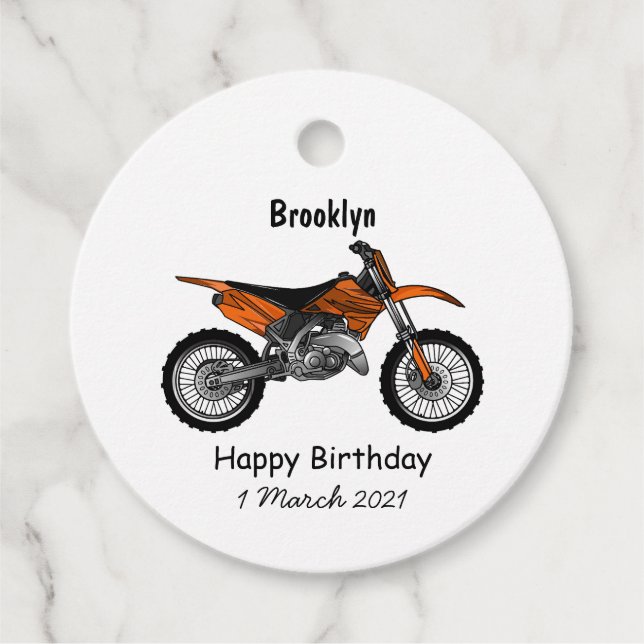 Étiquettes Cadeau Vélo droit hors route moto / motocross dessin anim (Devant)