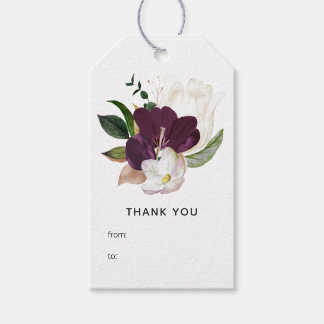 Étiquettes-cadeau Velours floral prune foncé (Devant)
