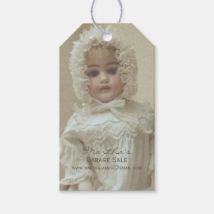 Étiquettes-cadeau Vente ou marché aux puces vintage de poupées victo