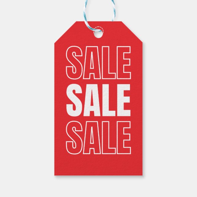 Étiquettes-cadeau Vente Vente Vente | Marchandises de détail rouges  (Dos)