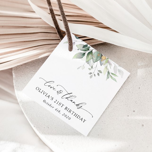 Étiquettes Cadeau Verdure, Eucalyptus Feuilles, Boho, Anniversaire (Créateur téléchargé)