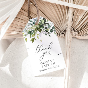 Étiquettes-cadeau Verdure, Feuilles d'eucalyptus, Bohème, Baptême