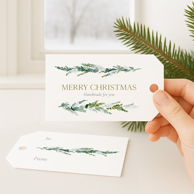 Étiquettes-cadeau Verdure hivernale « Joyeux Noël » (Créateur téléchargé)