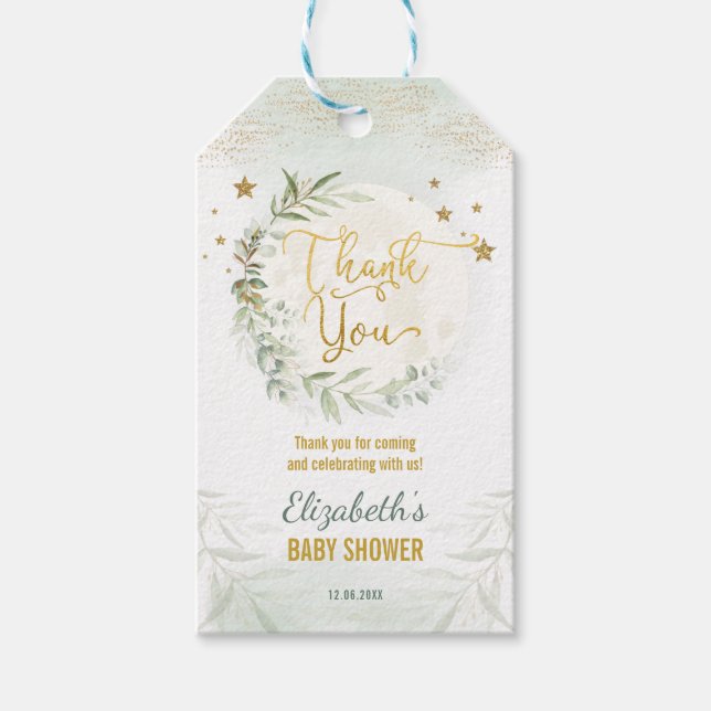 Étiquettes-cadeau Verdure Lune Twinkle Petit Star Douche Faveurs (Devant)