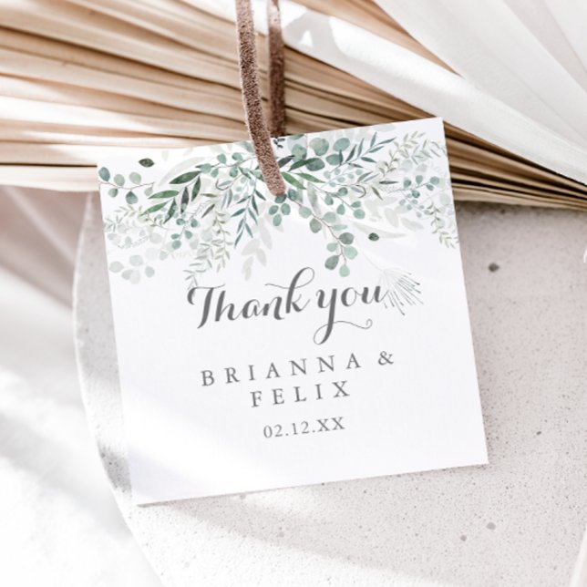 Étiquettes Cadeau Verdure minimaliste Eucalyptus Mariage (Créateur téléchargé)