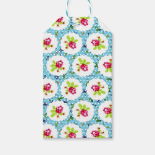 Étiquettes-cadeau Verdure Pois Vintage Rose rouge