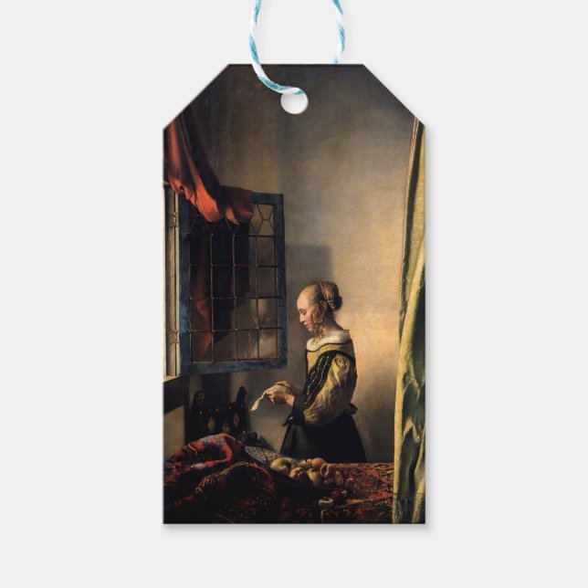 Étiquettes-cadeau Vermeer - Fille lisant une lettre à une fenêtre ou (Devant)
