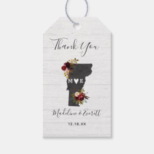 Étiquettes-cadeau Vermont State Destination Rustique Mariage Merci