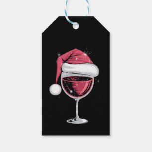 Étiquettes-cadeau Verre à vin rouge Noël drôle de Noël Xmas