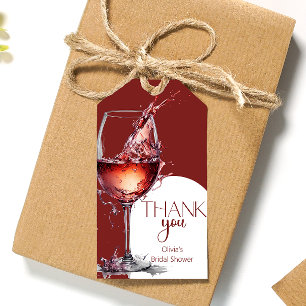 Étiquettes-cadeau Verre de vin rouge Fête des mariées Merci