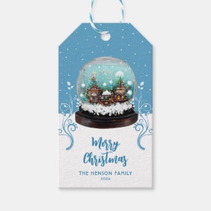 Étiquettes-cadeau Verre Snowball Village d'hiver Foliing Noël