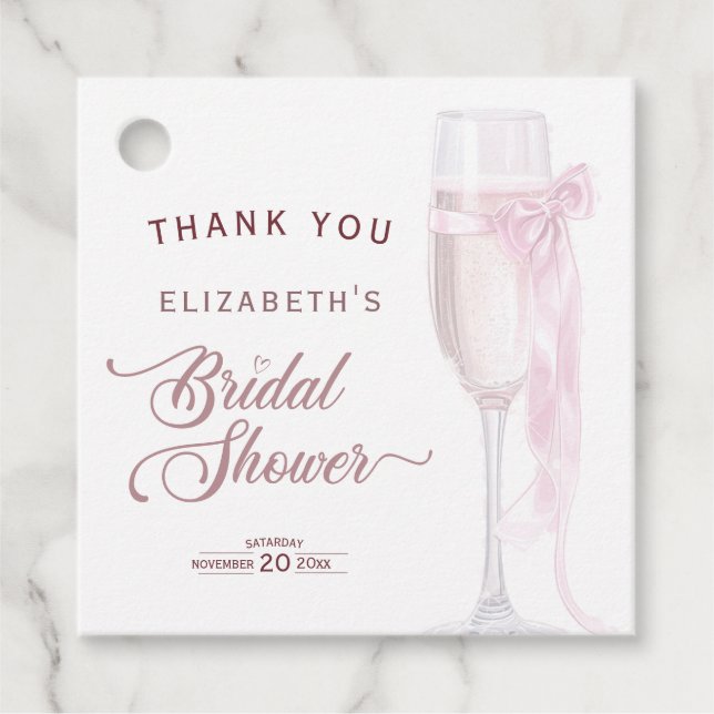 Étiquettes Cadeau Verres à vin Toast à l'amour Mariage noeud papillo (Devant)