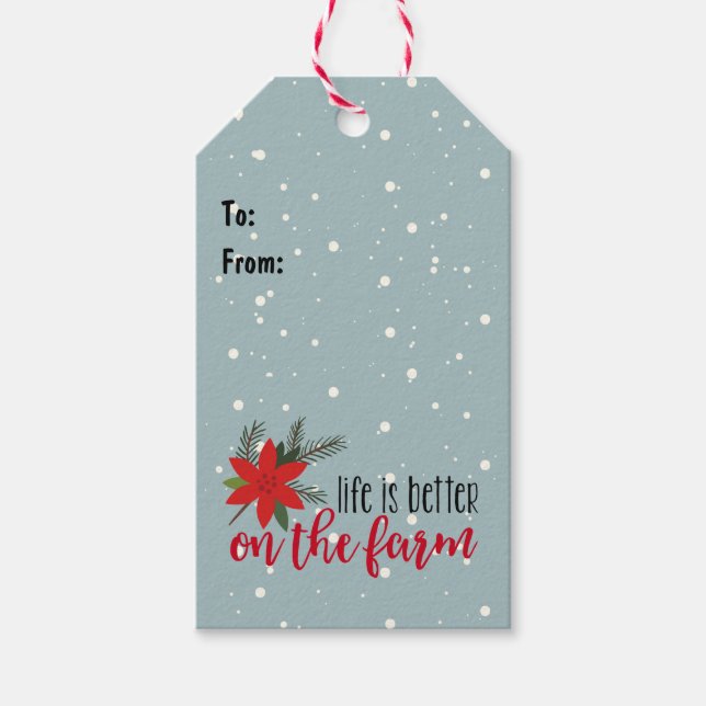 Étiquettes-cadeau Verset De La Ferme De Noël Sur Les Snowflakes (Devant)