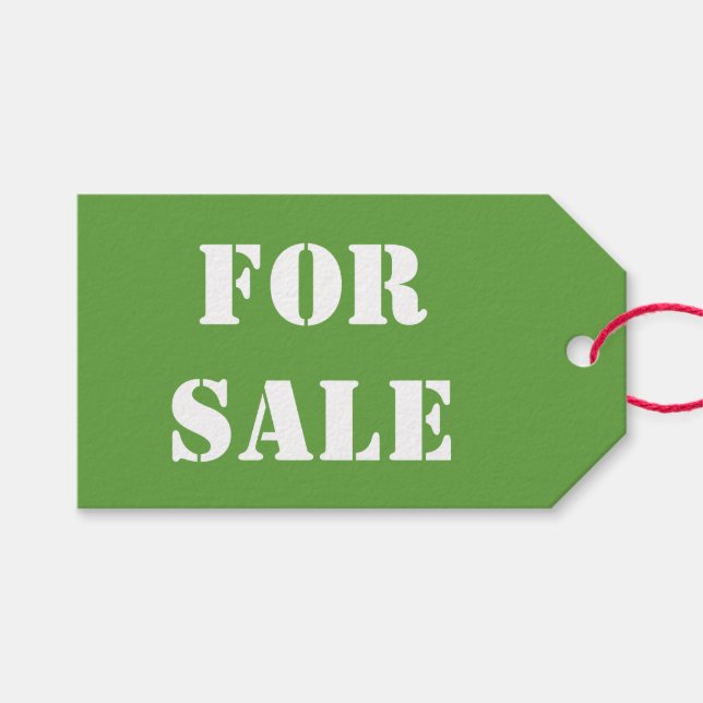 Étiquettes-cadeau Vert À VENDRE Typographie blanche imprimée (Devant (Horizontal))
