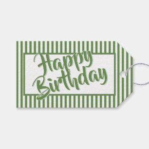 Étiquettes-cadeau Vert/Blanc Stripes Motif Toutes les Occasions