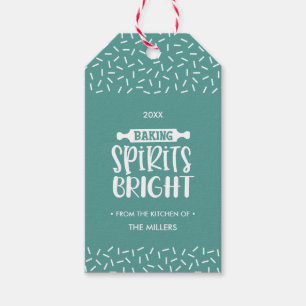 Étiquettes-cadeau Vert clair   Les spiritueux de Noël brillants