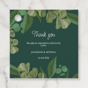 Étiquettes Cadeau Vert émeraude Élégante végétation rustique feuille